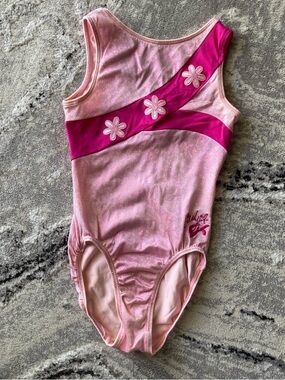 GK Pink and Hot Pink Floral Girls Gymnastics Leotard